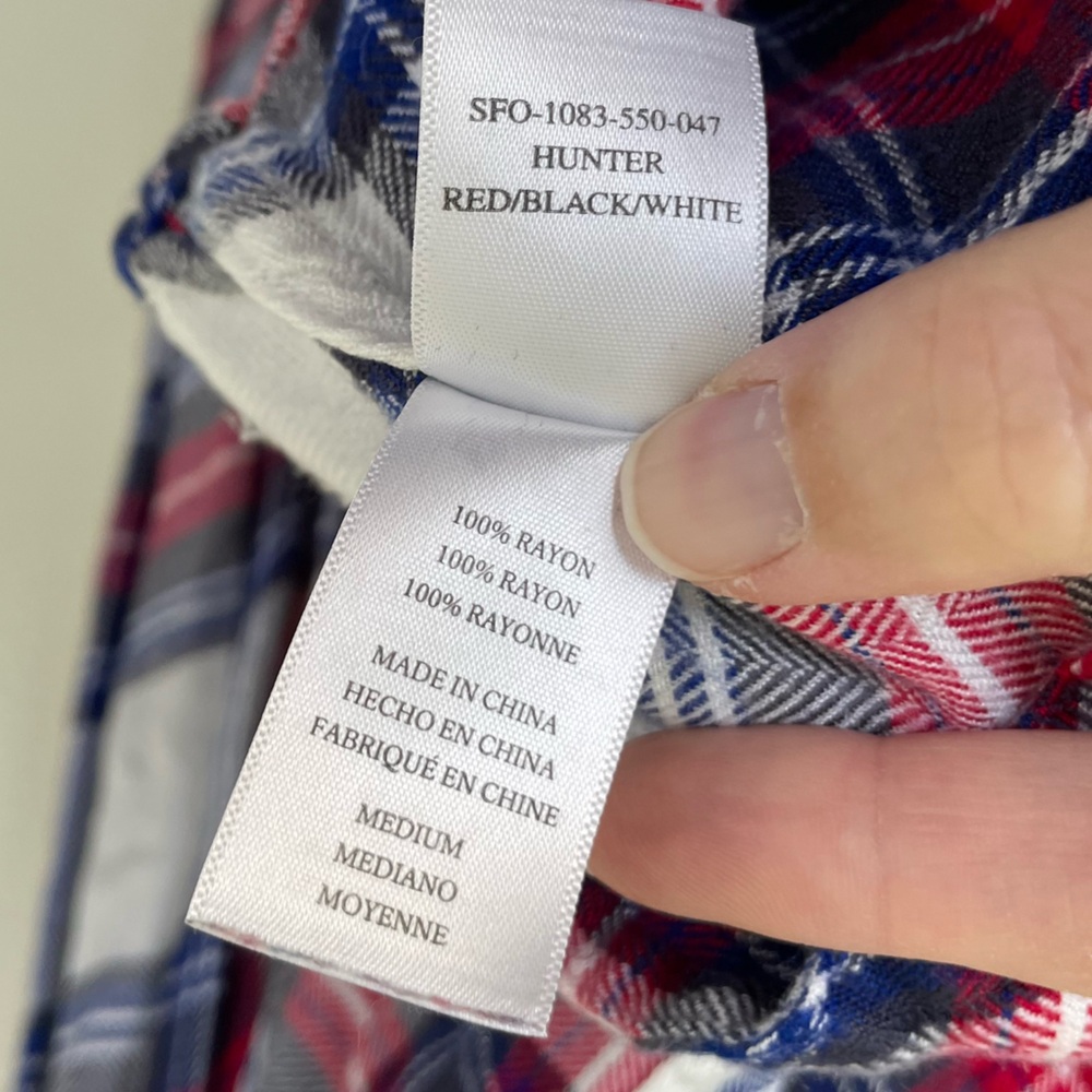 Rails Hunter White Rose Navy Plaid Long Sleeve M Medium 100% Rayon - Picture 11 of 11
